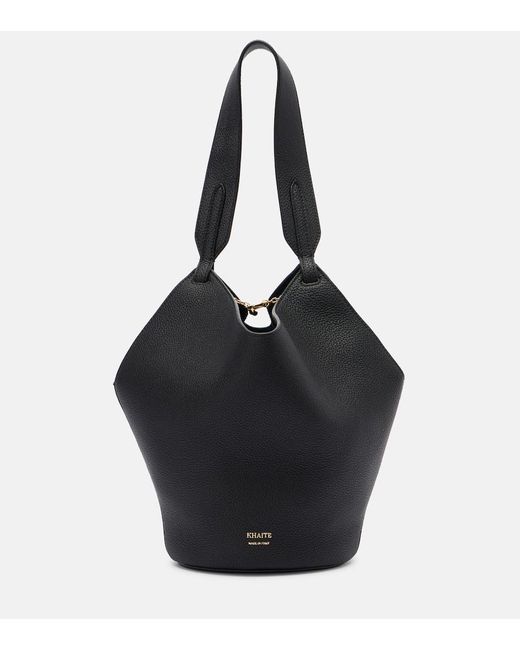 Khaite Black Lotus Mini Leather Tote Bag