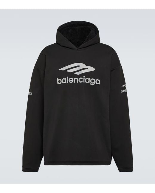 Balenciaga Hoodie 3B Sports Icon Aus Baumwoll-Fleece in Black für Herren