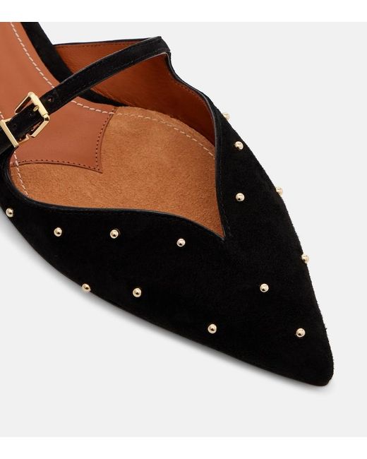Zimmermann Black Aura Studded Suede Mules