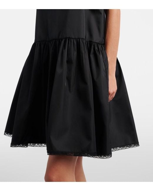 Prada Black Re-Nylon Lace-Trimmed Minidress
