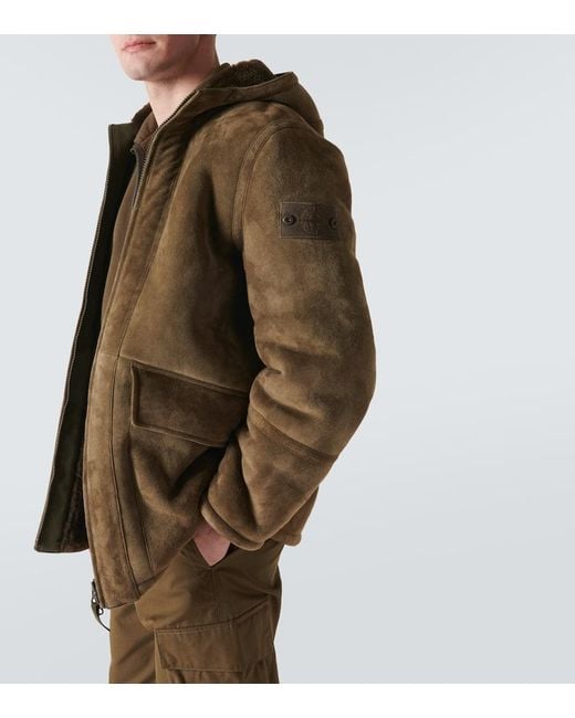 Veste Ghost Compass En Daim Et Shearling Stone Island pour homme en coloris Green