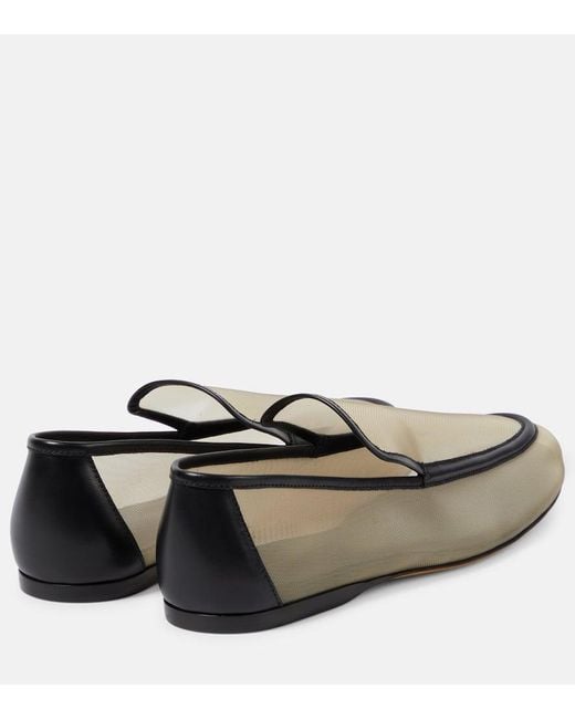 Khaite Natural Alessia Leather-Trimmed Mesh Loafers