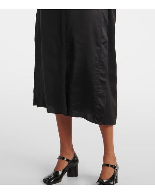 MM6 by Maison Margiela Black Gathered Midi Dress