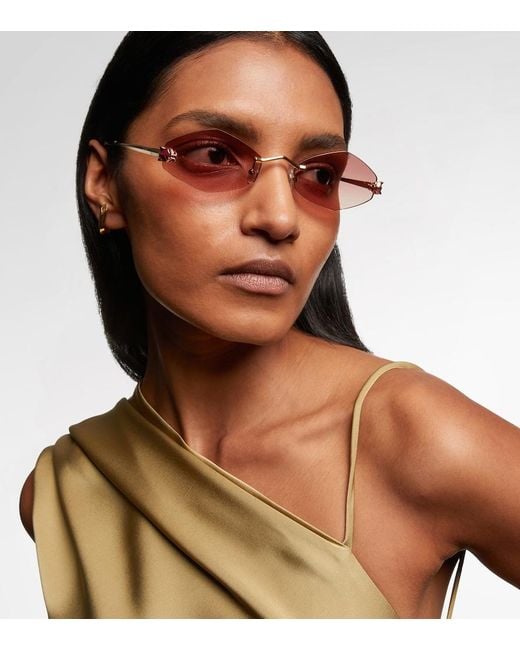 Cartier Pink Panthere De Cartier Oval Sunglasses
