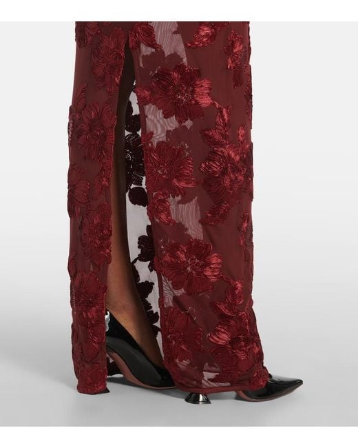 ROTATE BIRGER CHRISTENSEN Floral Embroidered Mesh Maxi Dress
