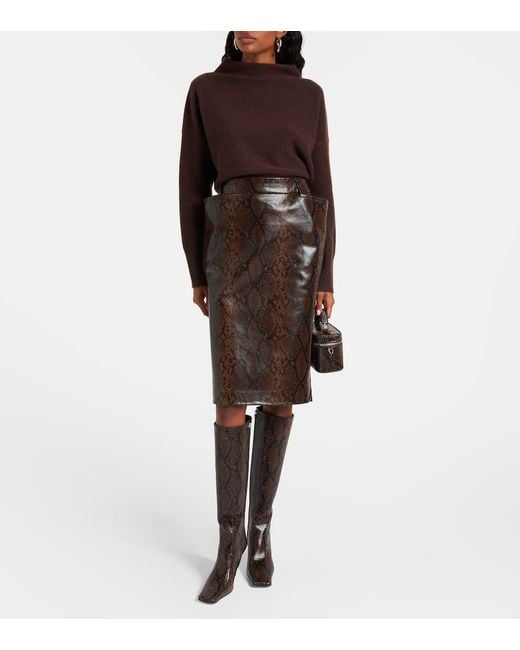 Stella McCartney Black Eve Snake-Effect Knee-High Boots