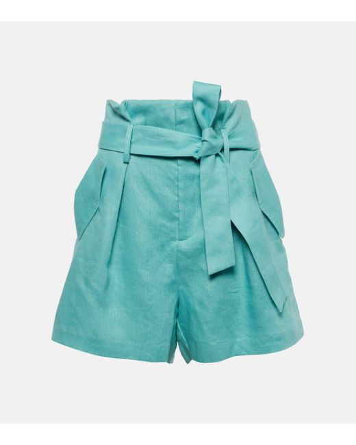 Adriana Degreas Blue Orquidea High-rise Linen Shorts
