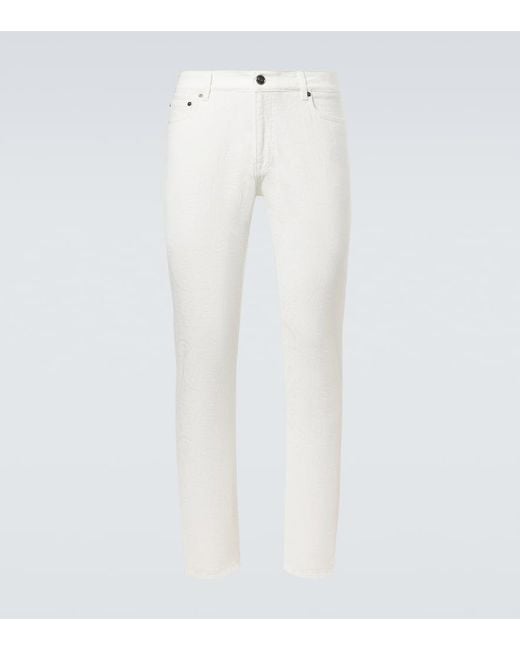 Etro White Pegaso Low-Rise Straight Jeans for men