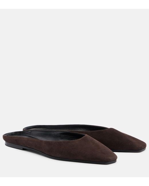 The Row Brown June Suede Mules