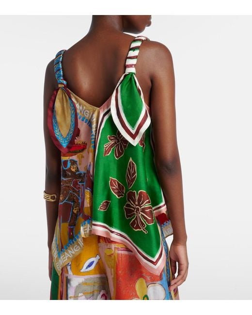 ALÉMAIS Red X Mlak Printed Silk Twill Top