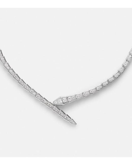 BVLGARI White Serpenti Viper 18Kt Necklace With Diamonds