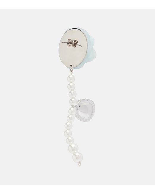 Magda Butrym Blue Rose Embellished Drop Earrings
