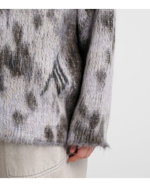 The Attico Gray Leopard-Print Jacquard Sweater