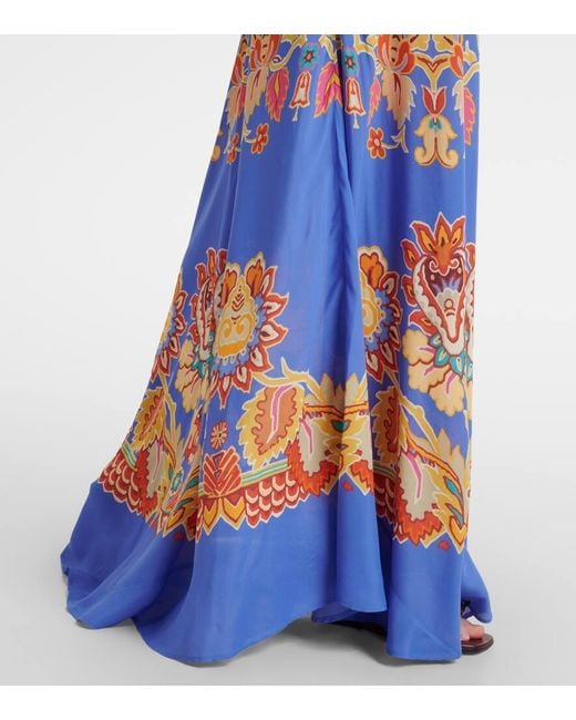 Etro Blue Bedrucktes Maxikleid