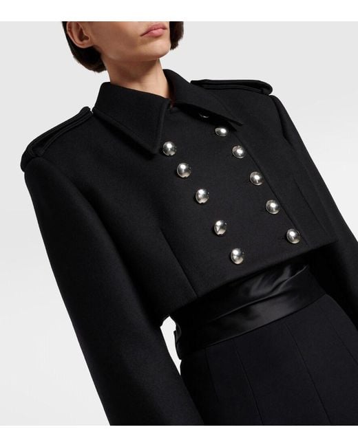 Khaite Black Leara Cropped Wool-Blend Jacket