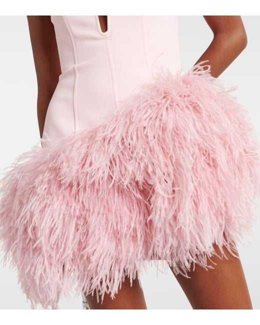 David Koma Pink Minikleid Mit Federn