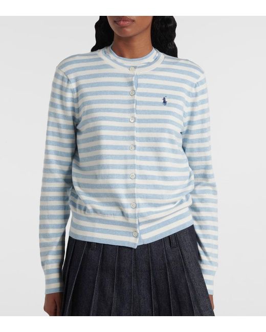 Polo Ralph Lauren Blue Cardigan Aus Einem Baumwollgemisch