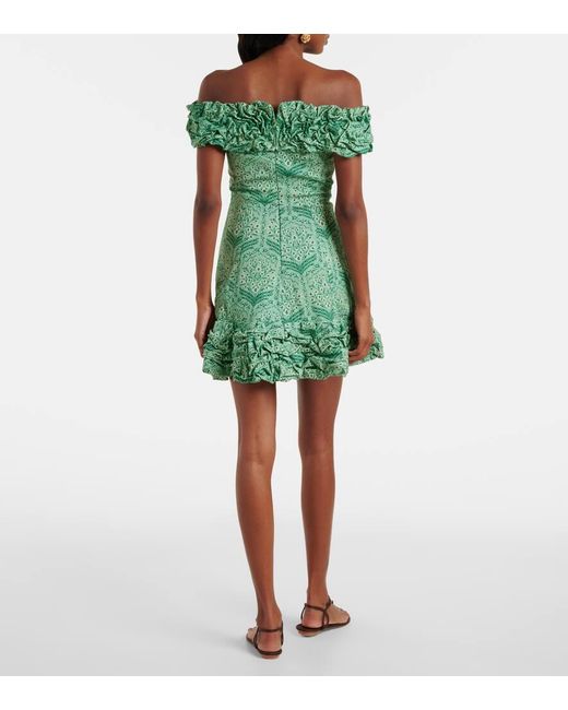 Vestido Corto Jardin De Popelin De Algodon Agua Bendita de color Green