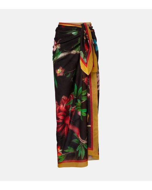LaDoubleJ Red Zooflora Placee Cotton Beach Cover-Up