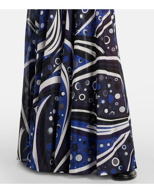 Emilio Pucci Blue Printed Cotton Muslin Maxi Skirt