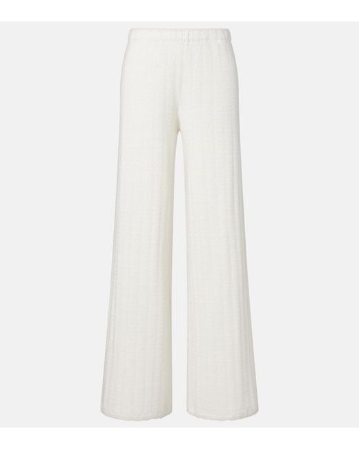Lisa Yang White Shannen Cotton And Cashmere Wide-Leg Pants