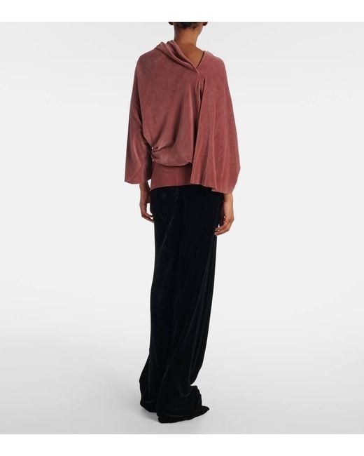 Rick Owens Red Draped Charmeuse Top