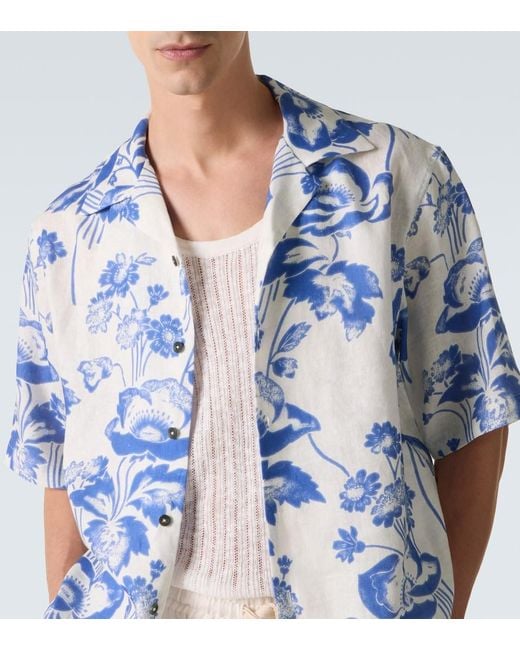 Camicia Bowling di Commas in Blue da Uomo