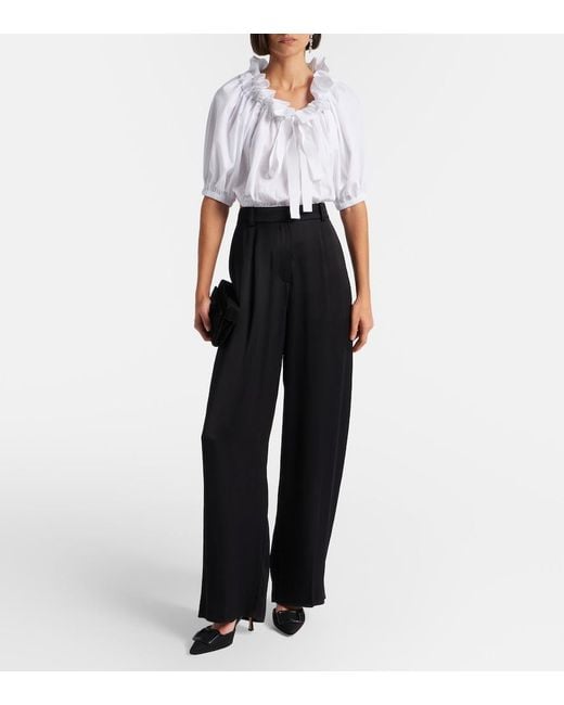 Patou White Ruffled Cropped Cotton Top