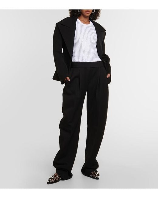 The Attico Blue Wide-Leg Satin Pants
