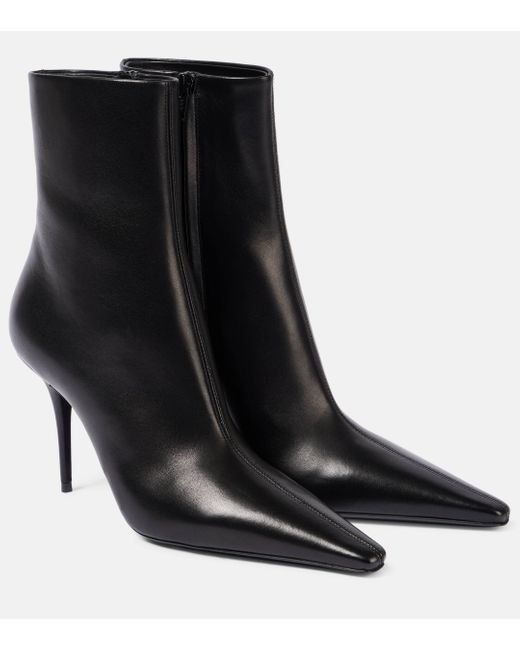 Saint Laurent Black Ashley 90 Leather Booties