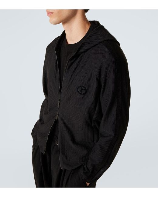 Giorgio Armani Black Zip-Up Hoodie for men
