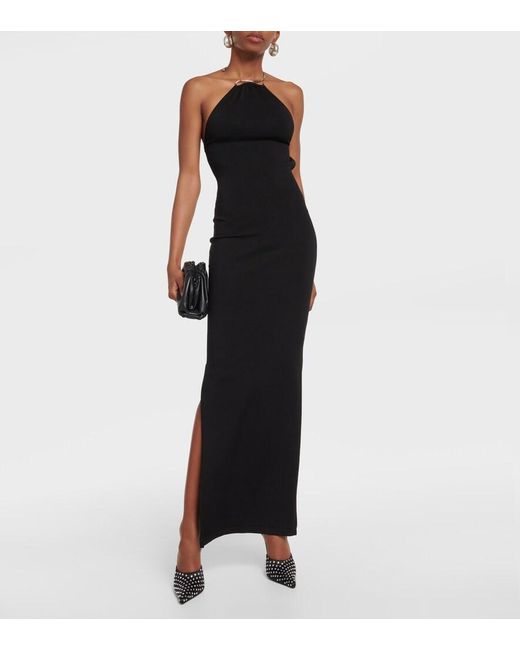 AYA MUSE Black Clava Halterneck Floor-length Dress