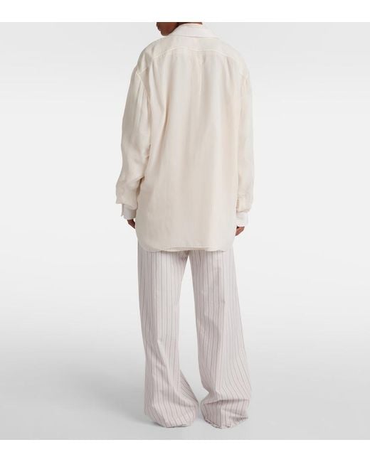 The Row White Nesson Oversized Striped Cupro Shirt