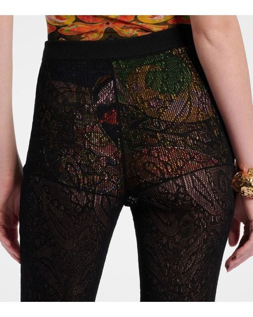 Etro Black Cotton Lace Flared Pants