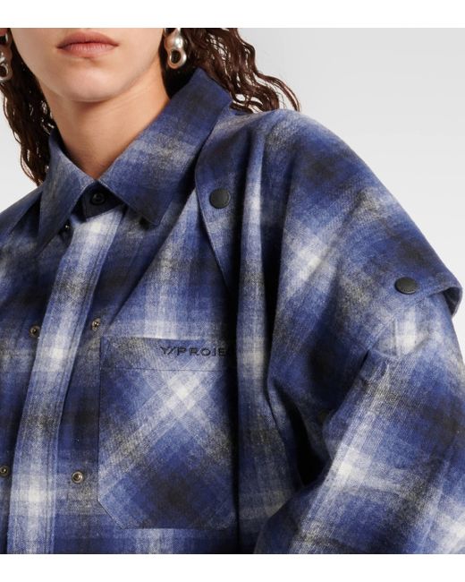 Y. Project Blue Detachable Cotton Flannel Overshirt