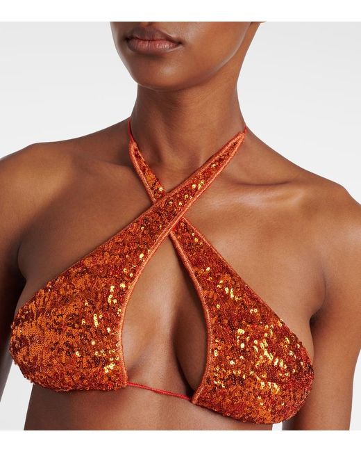 Oseree Orange Pailettes Bikini