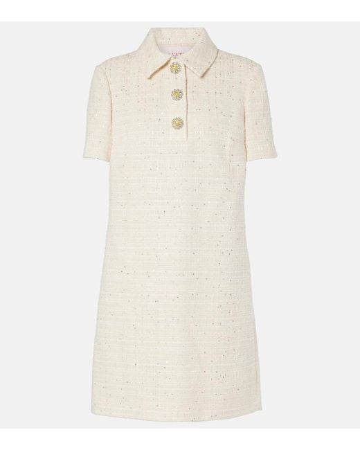 Valentino Natural Cotton-Blend Tweed Minidress