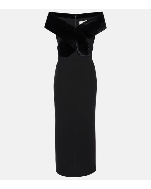 Roland Mouret Black Off-Shoulder Velvet Gown