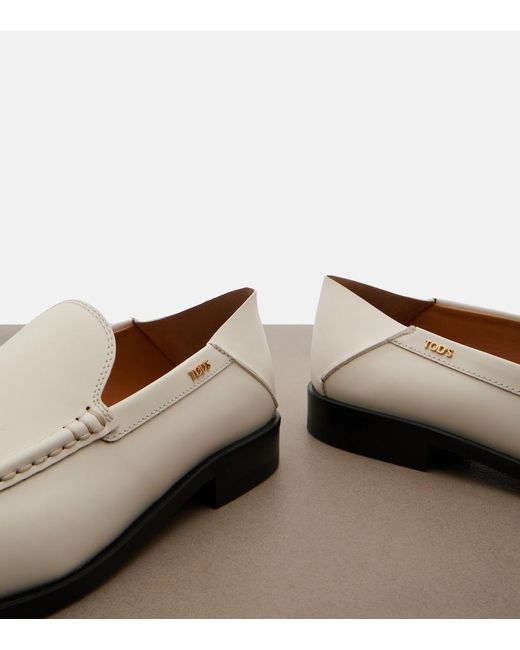 Tod's White Leather Loafers