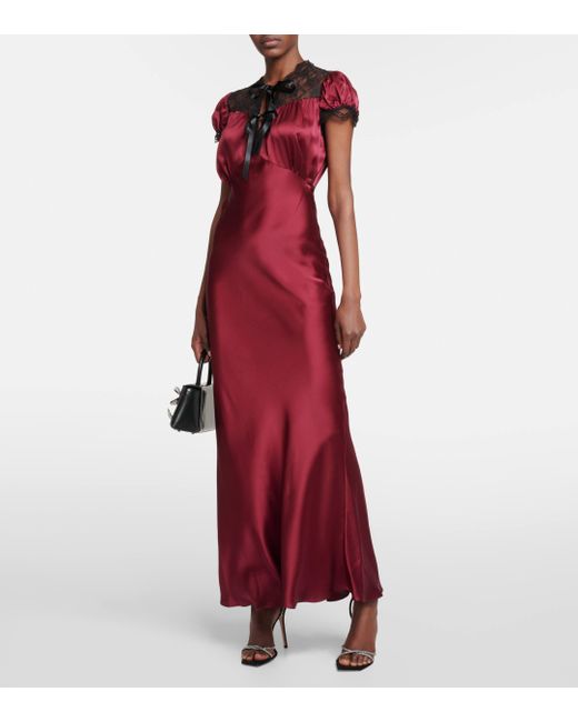 Rodarte Red Silk Satin Maxi Dress