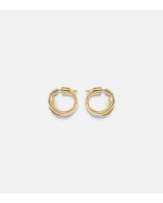 Ileana Makri White Spiral Cobra 18Kt Earrings With Emeralds