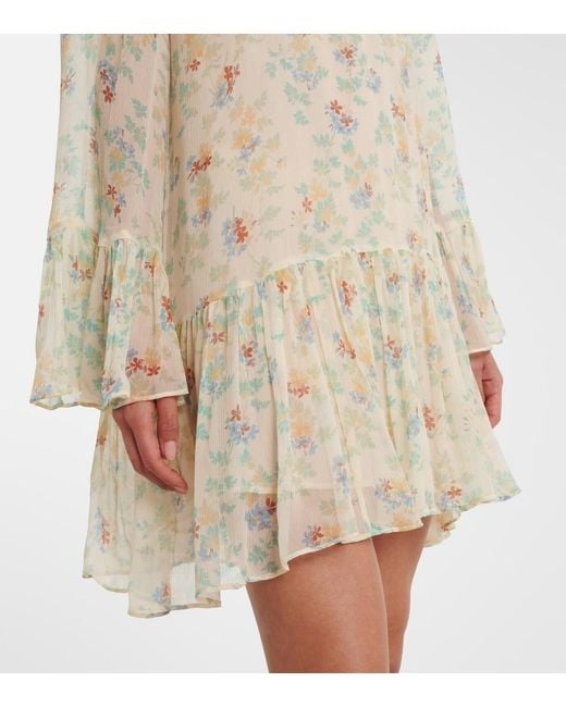 Ulla Johnson Natural Emmeline Floral Silk Chiffon Minidress