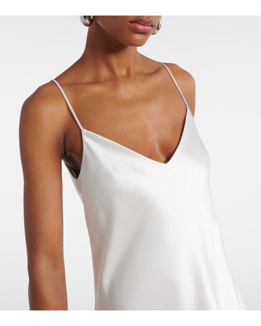 Galvan White Satin Slip Dress