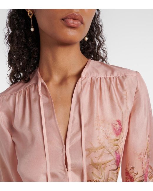Zimmermann Pink Silk Cascadian Tunic Top