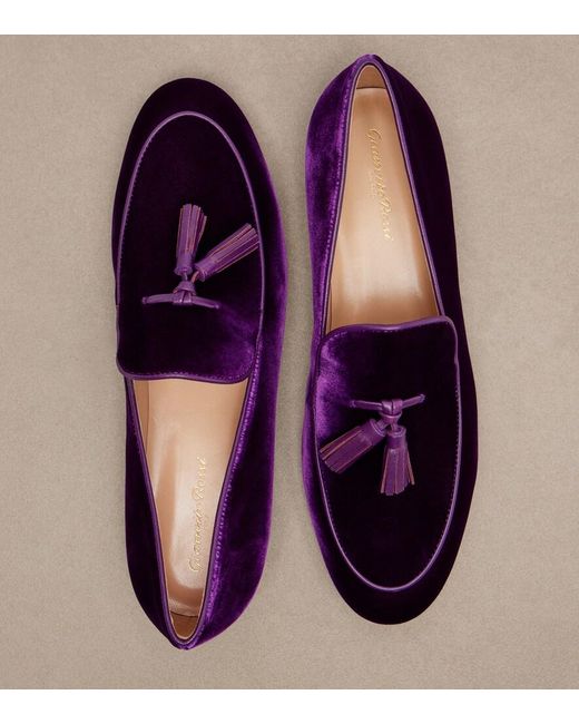 Gianvito Rossi Purple Tasseled Velvet Loafers