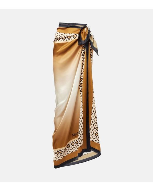 Max Mara Metallic Ottico Silk Beach Cover-Up