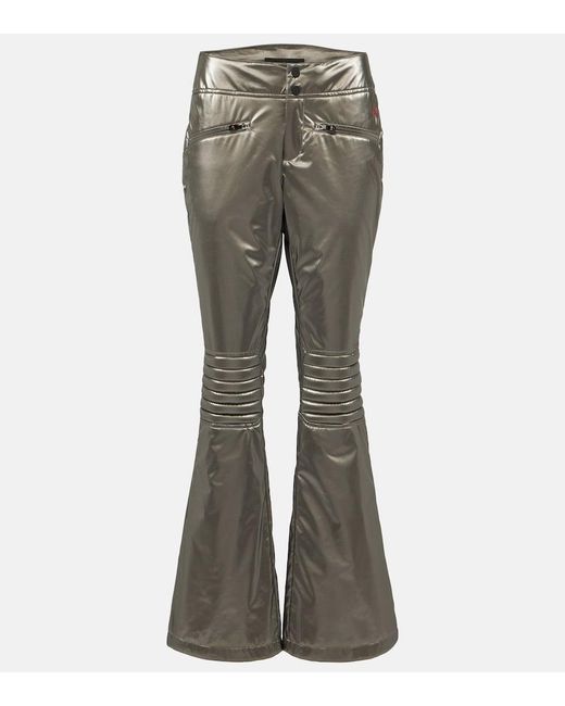 Perfect Moment Gray Aurora Low-Rise Metallic Flared Ski Pants