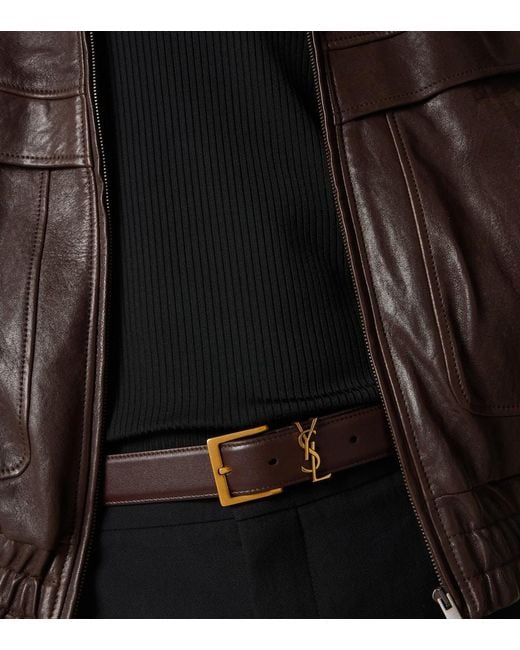 Saint Laurent Guertel Cassandre Aus Leder in Brown für Herren