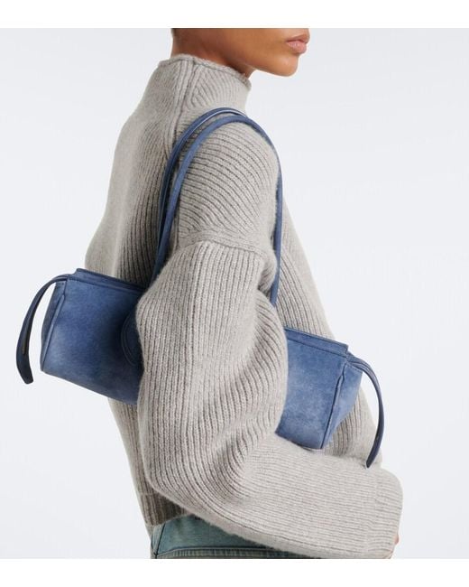 Khaite Blue Donna Medium Suede Shoulder Bag