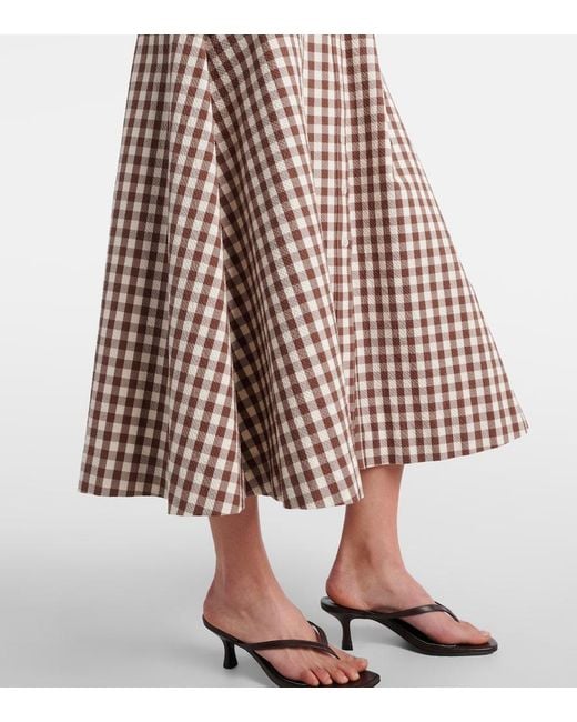 Veronica Beard Natural Mackey Gingham Seersucker Midi Dress